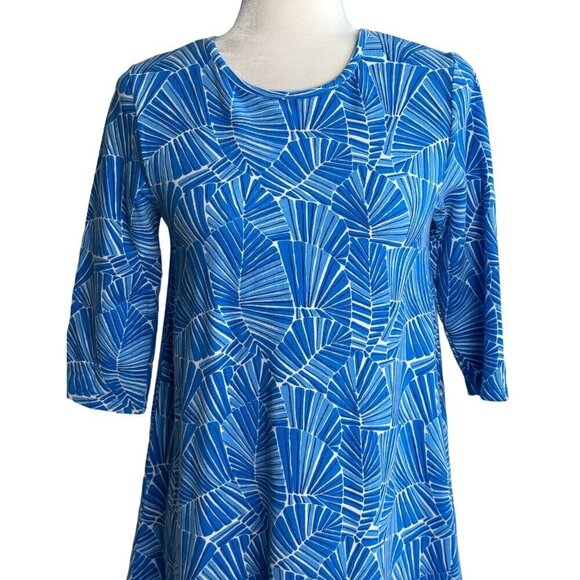 Vineyard Vines Knit Dress Pullover 3/4 Sleeve Blue White Geometric GIRLS Sz L - Picture 4 of 7